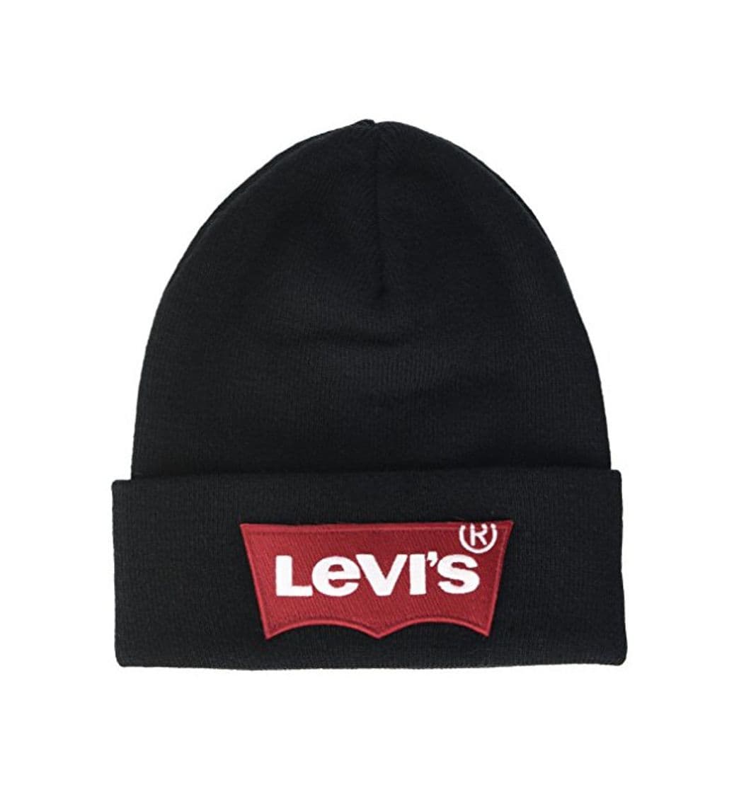 Fashion Levi's Oversized Batwing Beanie Gorro de Punto, Negro