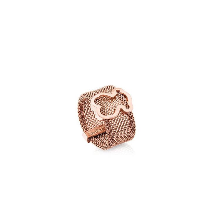 Product Anillo TOUS Mesh de acero IP rosado con motifo de plata vermeil