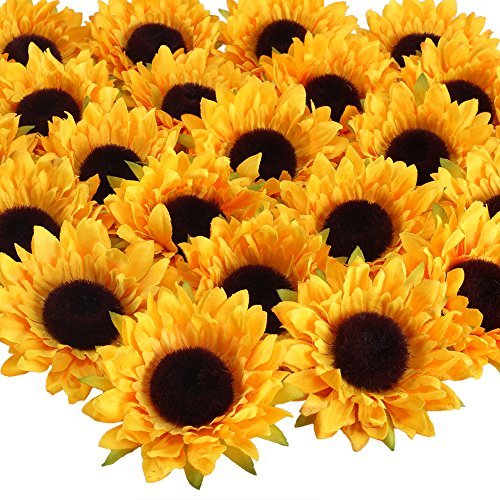 Producto HUAESIN 24Pcs Cabeza de Flores Artificiales Girasoles Decoracion 9cm Girasol Artificial Margarita