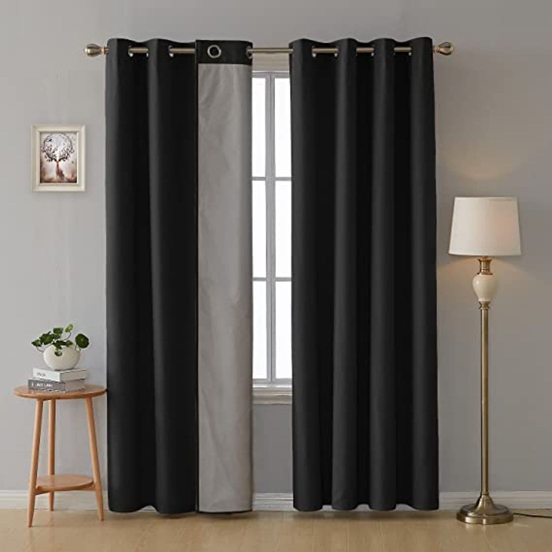 Producto Deconovo Cortinas Termicas Aislantes Infantiles Niño de Salón Modernas con Forro 2 Piezas 140 x 180 cm Negro