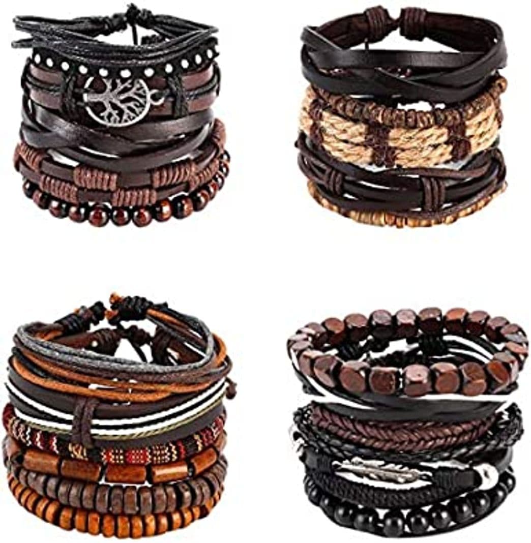 Producto 29 Piezas Cuero Pulseras Árbol de la Vida para Hombres Mujer Trenzado