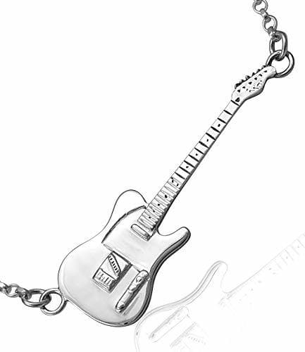 Electrónica Jewellery-Joia Sterling Silver Fender Telecaster Miniature Electric Guitar Pendant Charm & Necklace