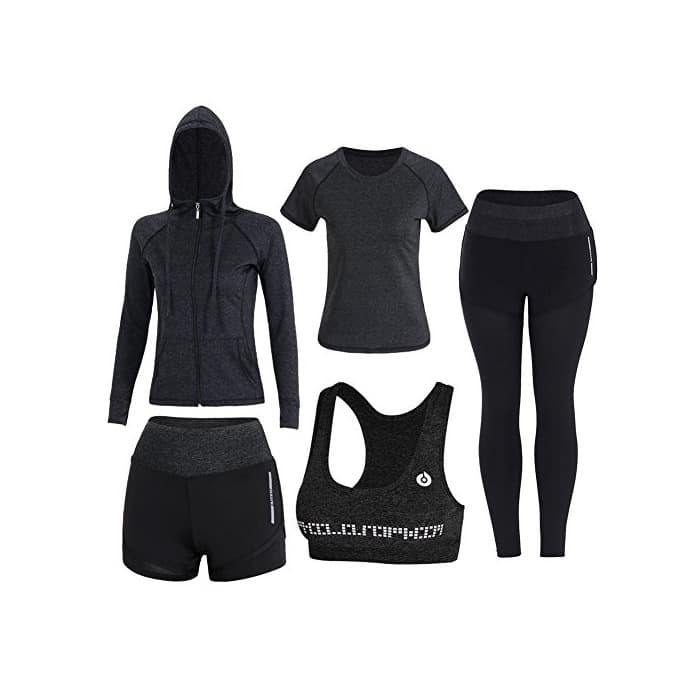 Producto BOTRE 5 Piezas Conjuntos Deportivos para Mujer Chándales Ropa de Correr Yoga