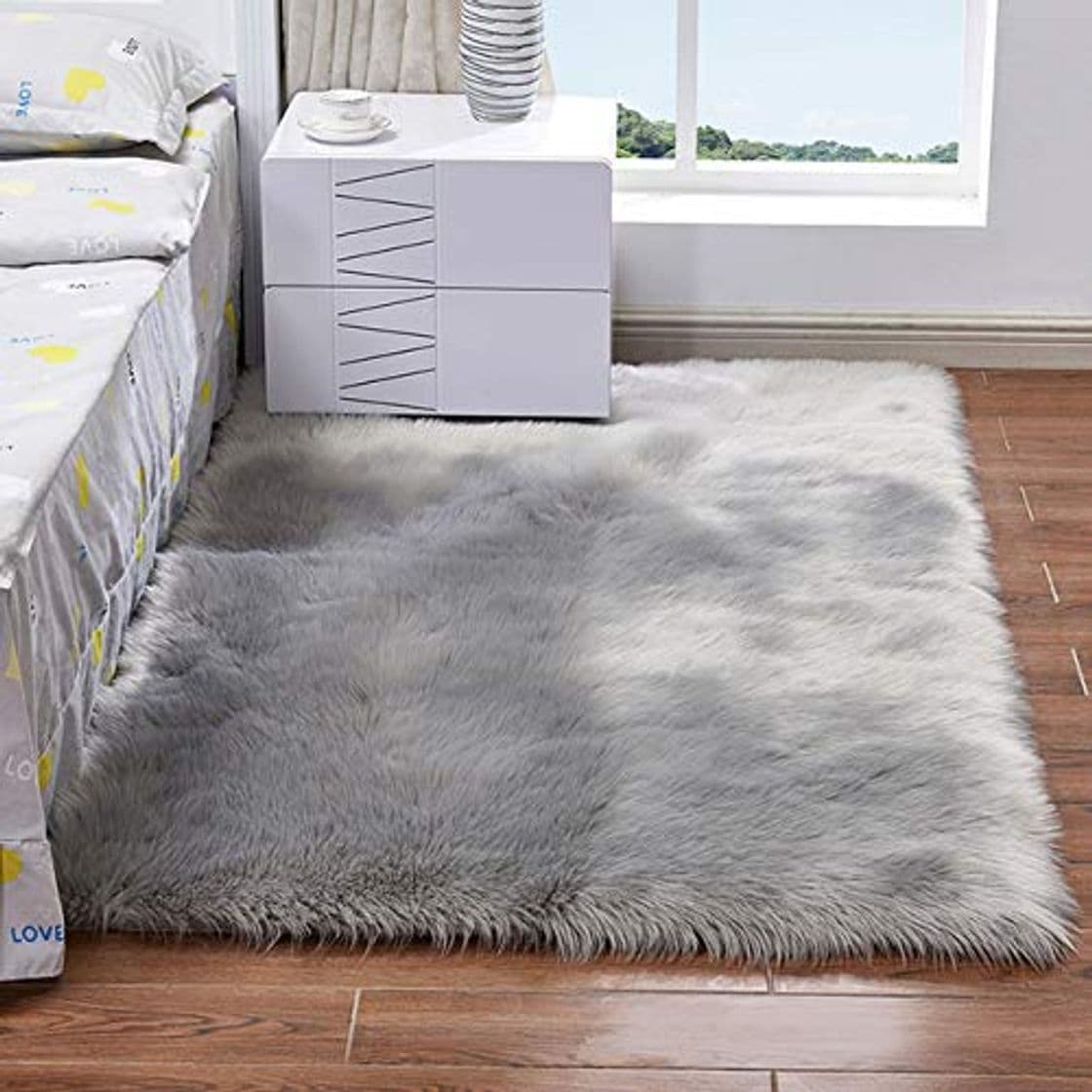 Producto Lavable A Máquina Falso Piel De Carnero Vellón Alfombra Antideslizante Faux Tapetes