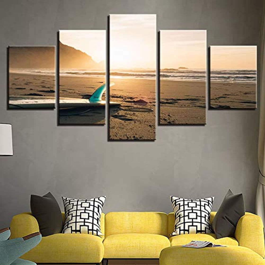 Producto LZLZ 5 lienzos Arte Moderno de la   Pared del Cartel 5 Piezas Beach Resort Seascape Canvas Painting Print HD Modular Picture Living Room Home Decoration