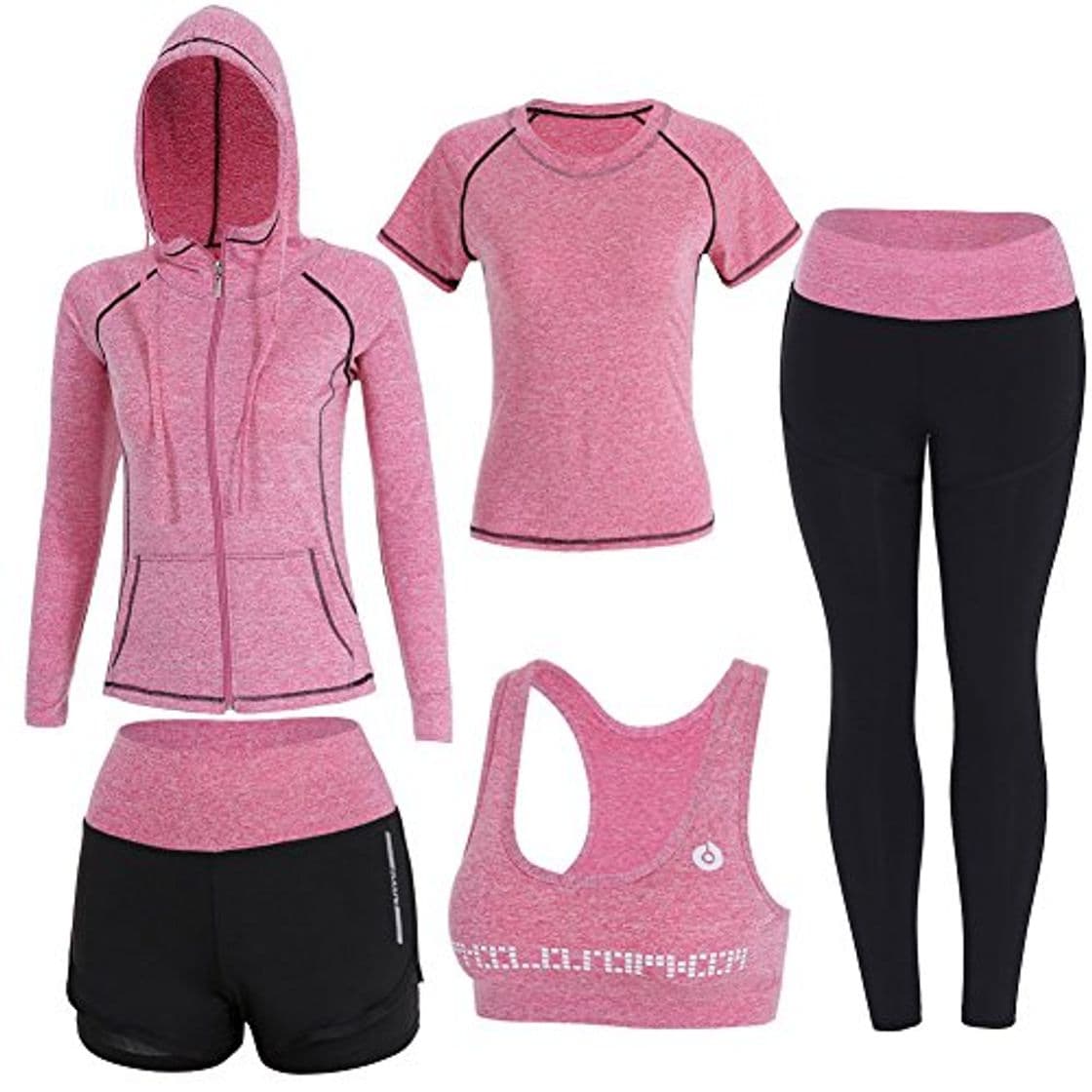 Product BOTRE 5 Piezas Conjuntos Deportivos para Mujer Chándales Ropa de Correr Yoga