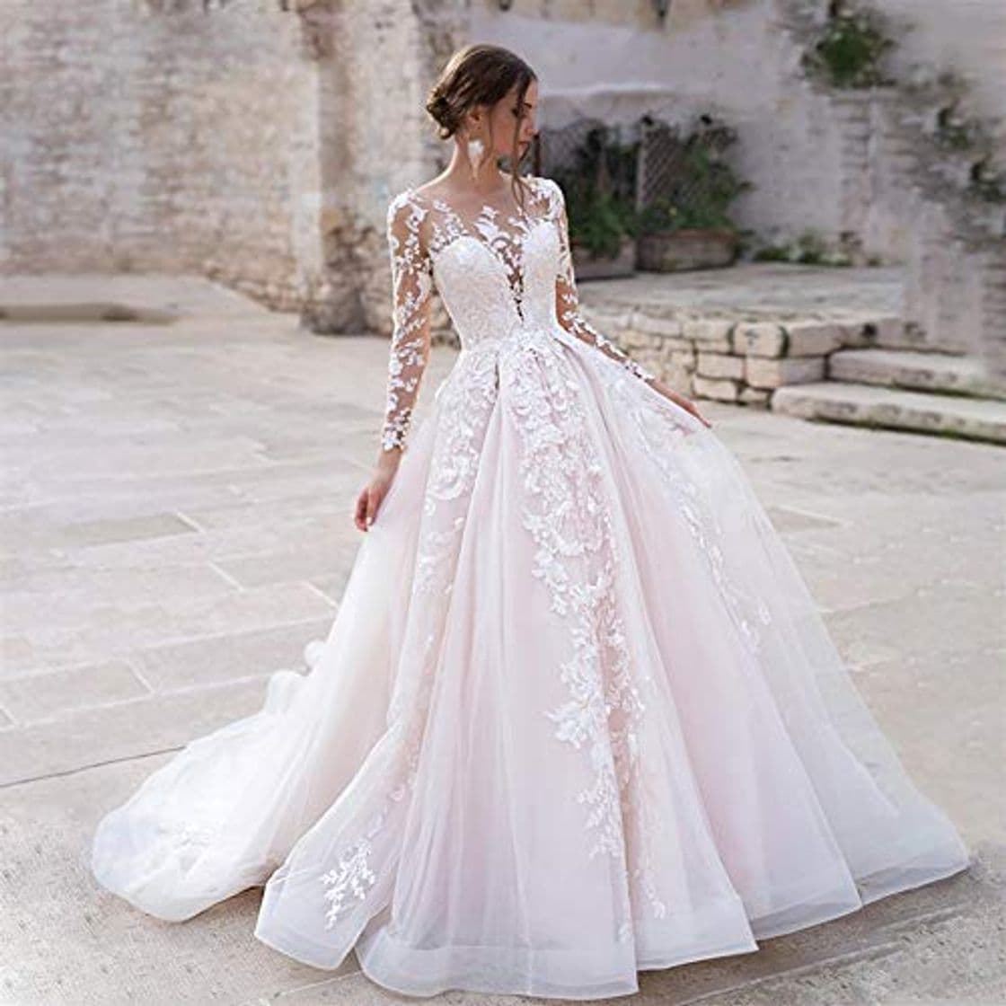 Moda HIN GU - Wedding dress Vestido de novia Sexy Scoop Illusion Vestido