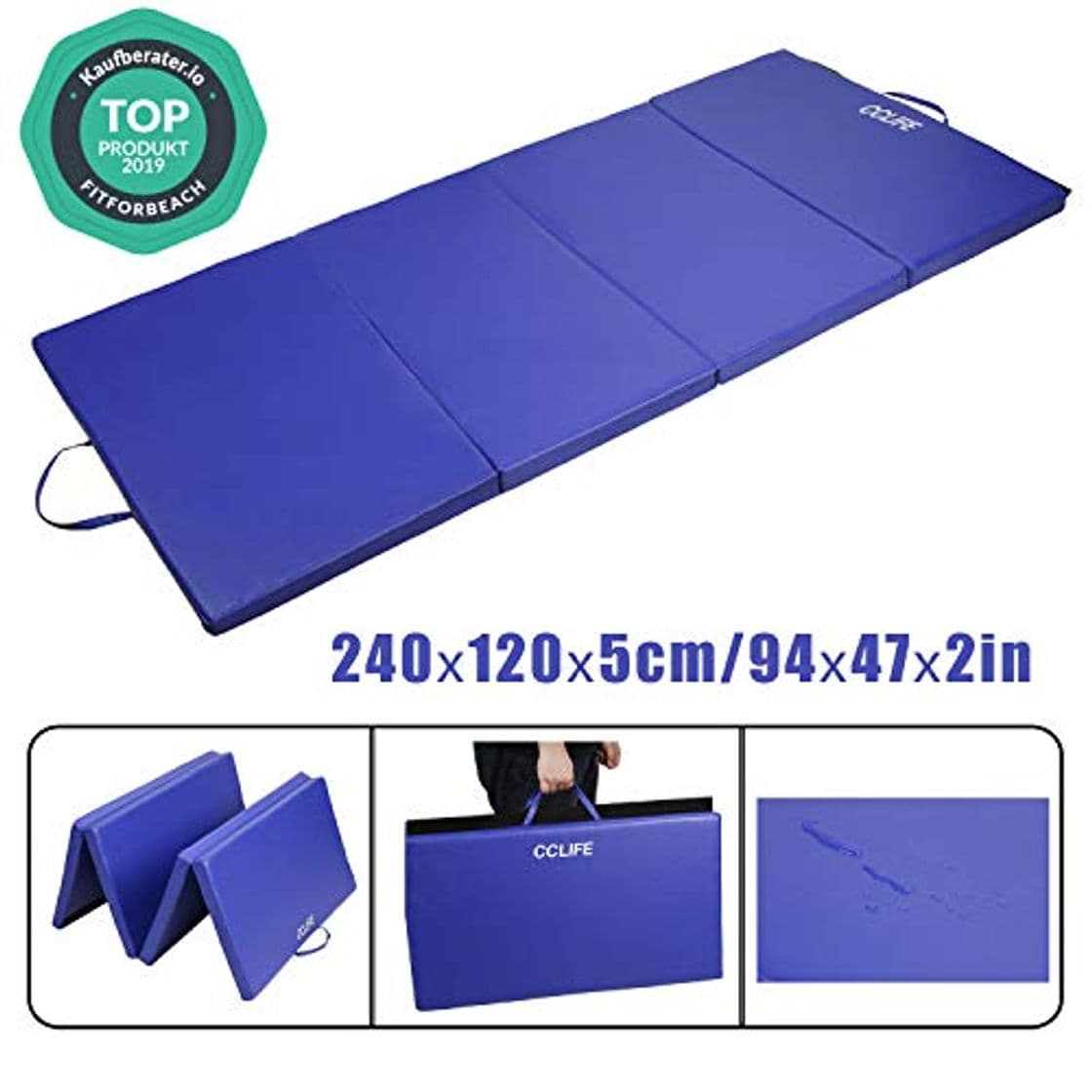 Producto CCLIFE Colchoneta Plegable de Espuma para Gimnasia Yoga Deportiva Yoga estrilla Triple Plegable