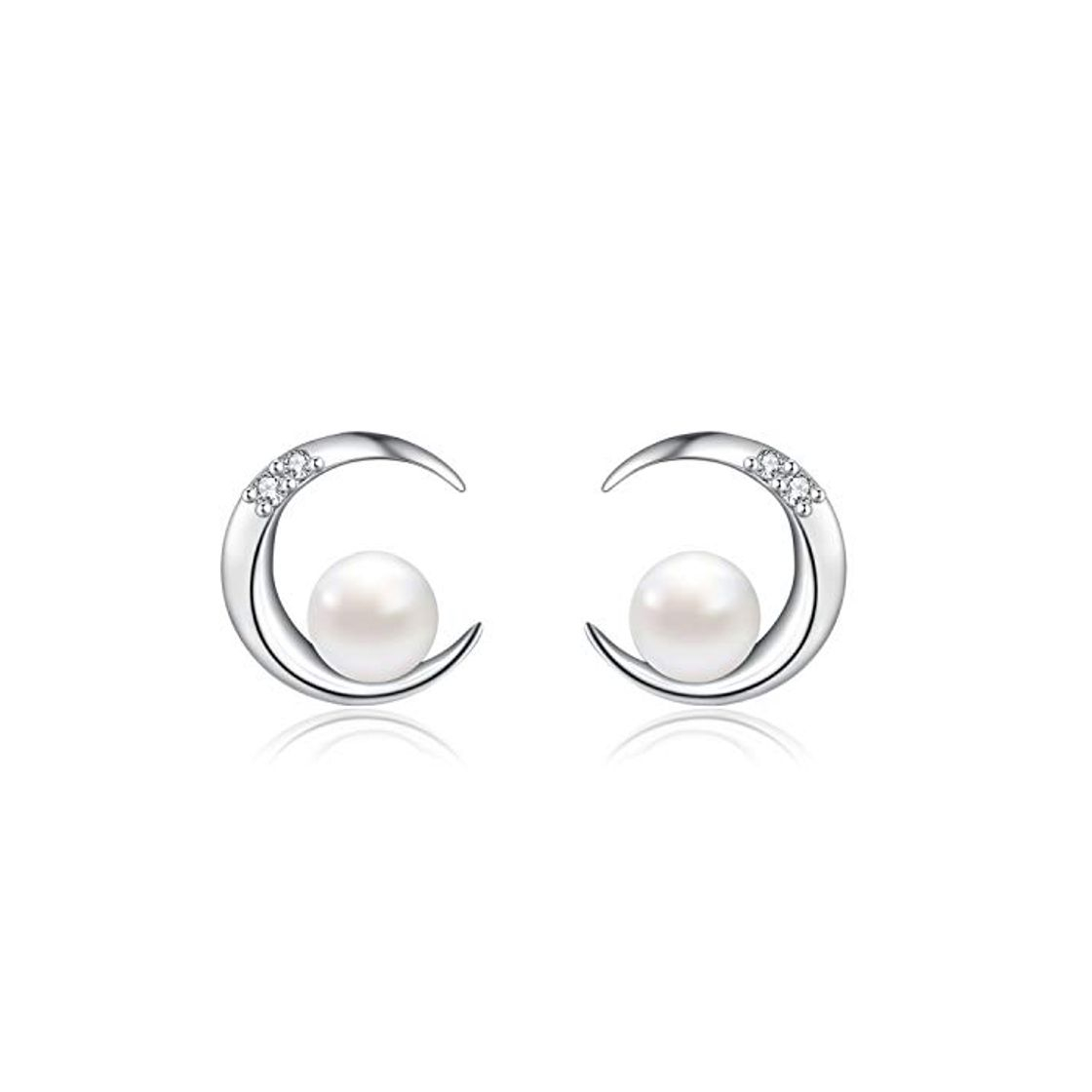 Product MEGA CREATIVE JEWELRY Pendientes Luna Perla para Mujer Plata 925 con Cristales