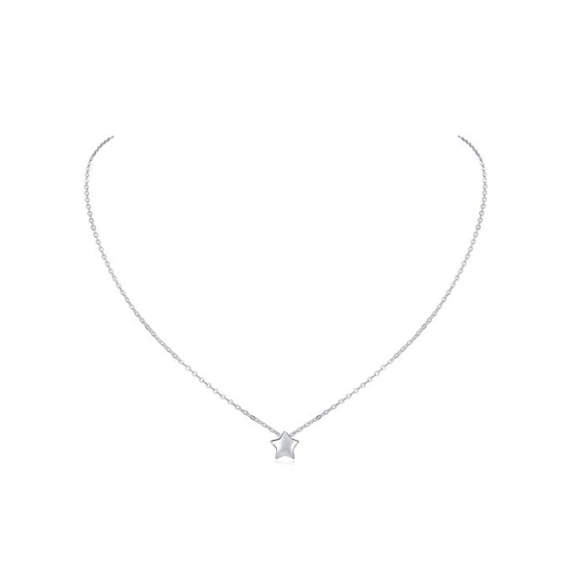 Fashion ChicSilver Estrella Colgante Pequeño Plata de Ley 925 Platino Collar Cadena Eslabones