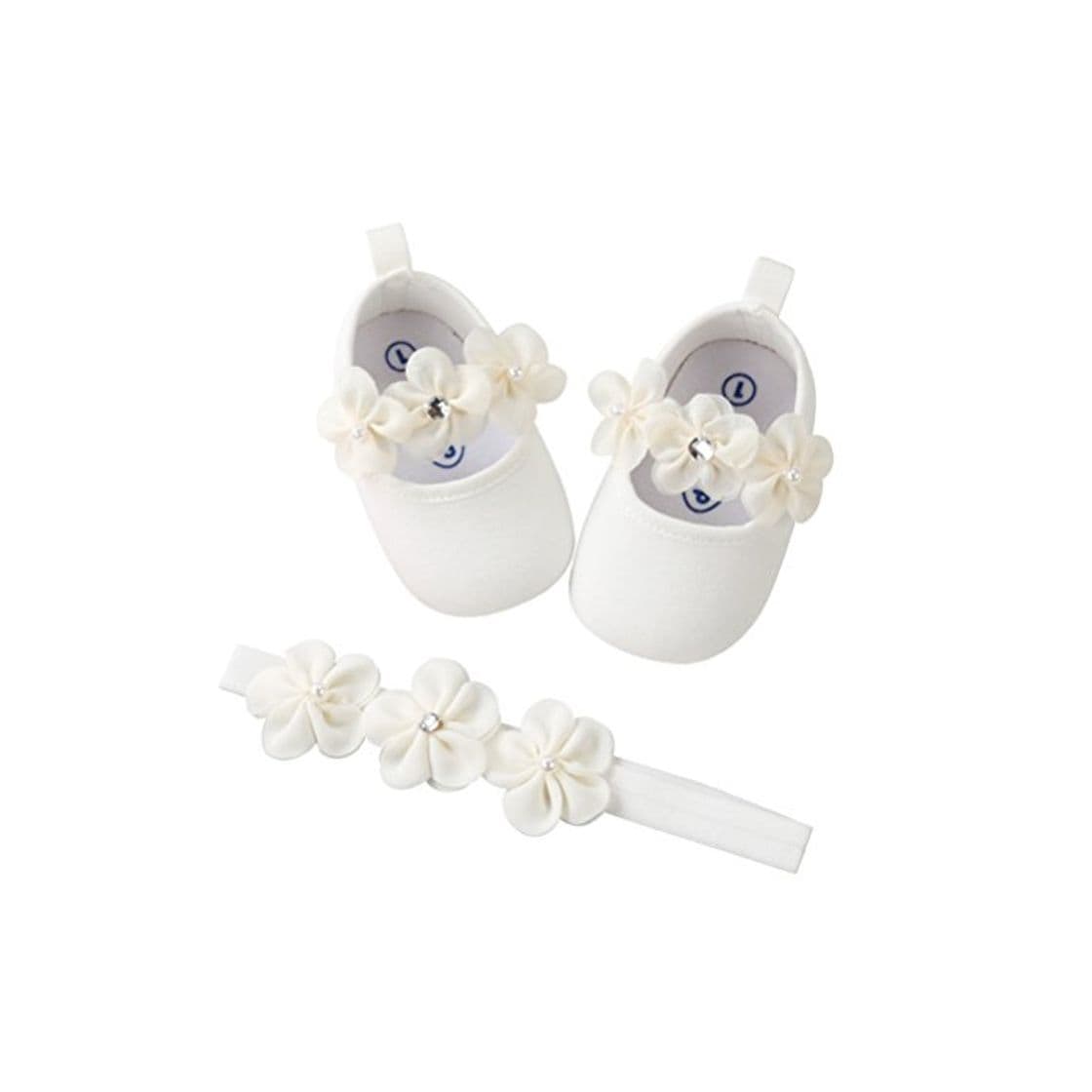 Producto Zapatos de Niña con Diadema Regalo Set Bautizo Lovely Algodón Flor Suave