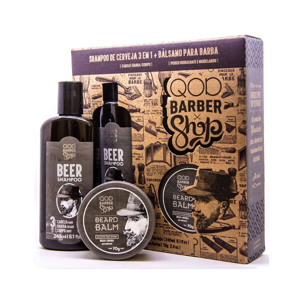 Fashion Kit Shampoo de cerveja 3 em 1 + Bálsamo para barba - QOD Barber ...