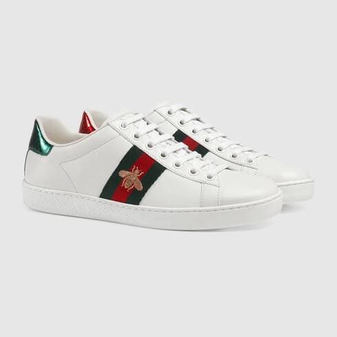 Product White Leather Women's Ace Embroidered Sneaker With Bee Print ...