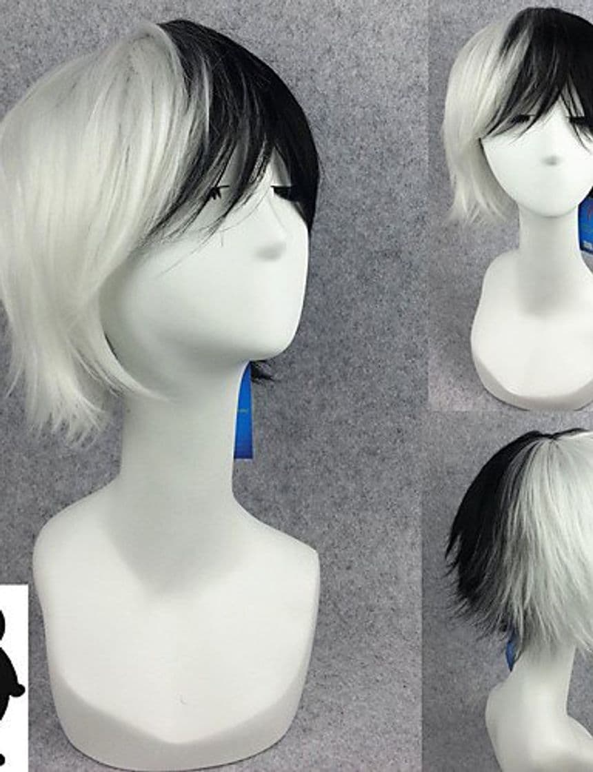 Product Simple europeo and Convenient pelucas pelo cosplay peluca corta negro mixtos blancas