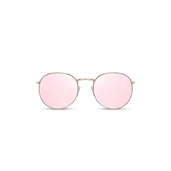 Product Cheapass Gafas de Sol Redondas con Espejos Rosas Doradas UV400 Diseñador Metálicas