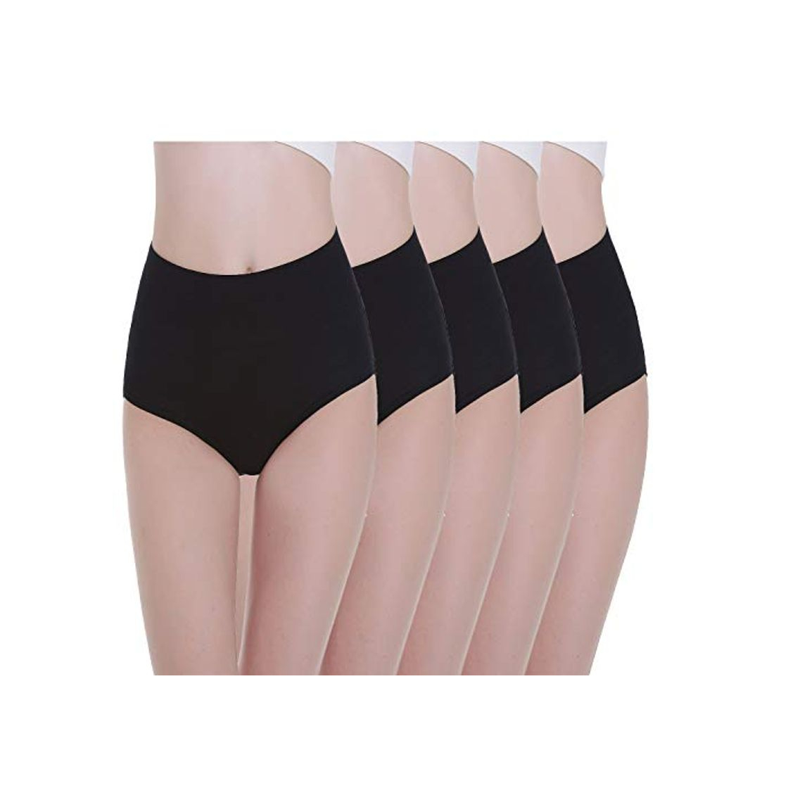 Producto TUUHAW Braguita de Talle Alto Algodón para Mujer Pack de 5 Culotte Bragas de Cintura Alta Cómodo Talla Negro XL