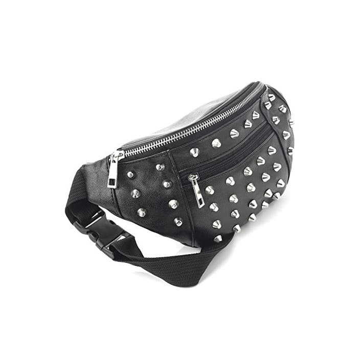 Product Black Faux Leather Studded Bum Bag