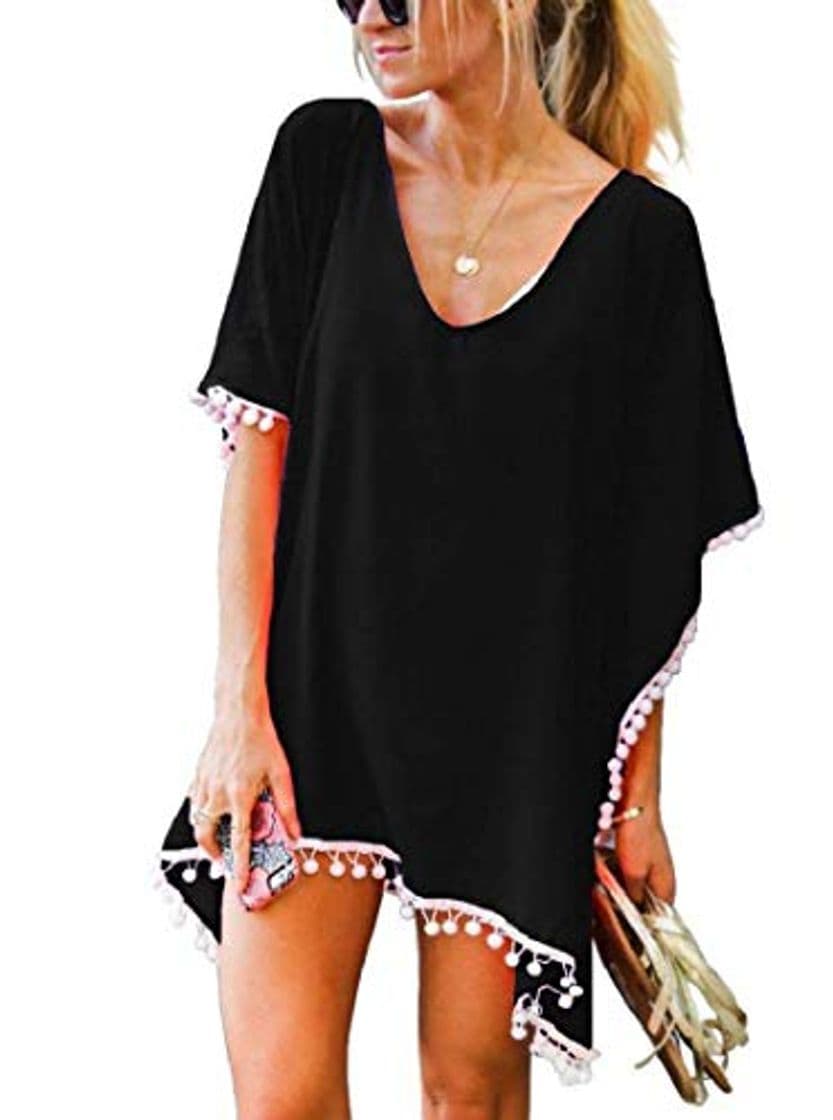 Product heekpek Mujer Borla Trajes de Baño Gasa Ropa de Playa Beach Bikini Cover up Camisolas y Pareos Plus Size Falda de Playa de Bikini de Traje de Baño de Verano Vestidos Mujer