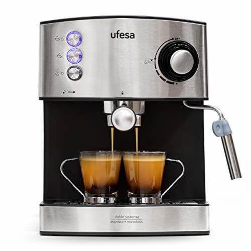 Producto Ufesa CE7240-Cafetera Espresso, 850W, Depósito extraíble de 1,6 l, 20 Bares, Doble