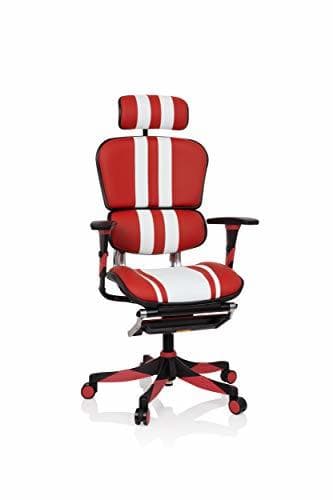 Product hjh OFFICE 652422 Silla ejecutiva ERGOHUMAN Elite Cuero Rojo/Blanco Silla Gaming Alta