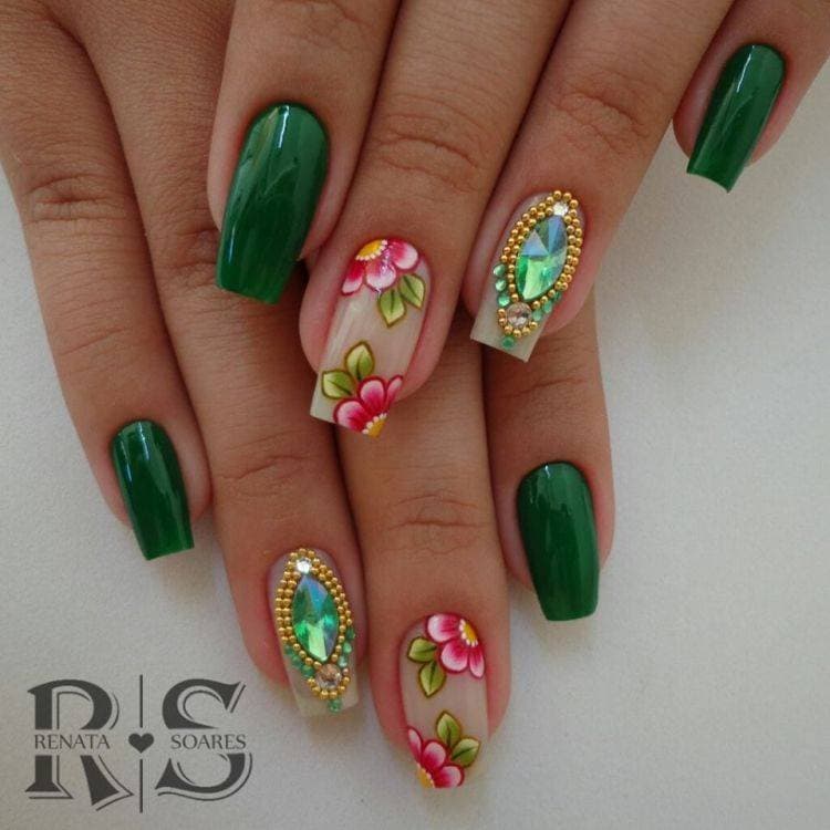 Product Modelos e fotos de unhas decoradas com esmalte verde para ...