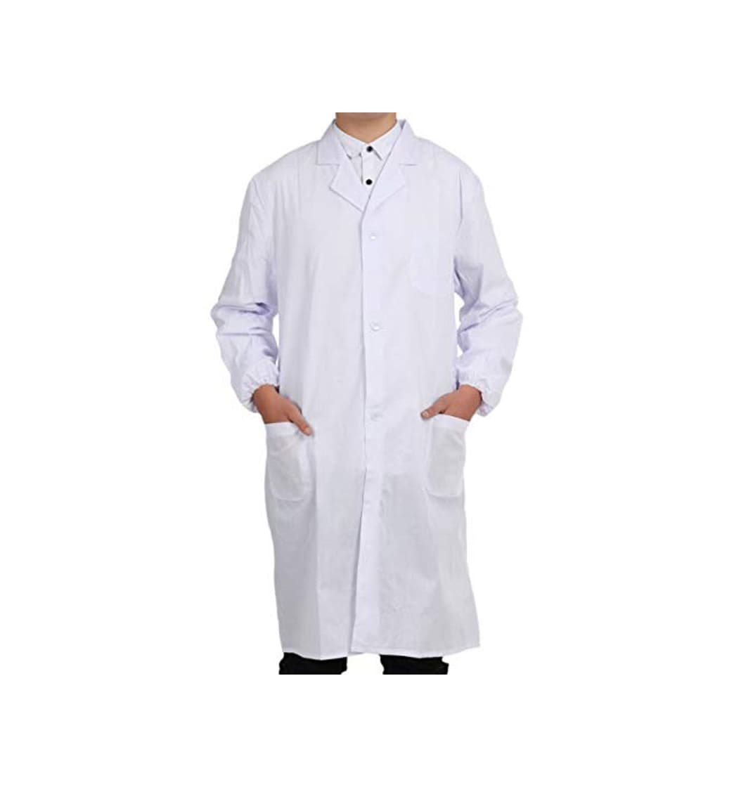 Product Bata Médico Laboratorio Enfermera Sanitaria de Trabajo Blanca de Manga Larga Unisex Blanco M