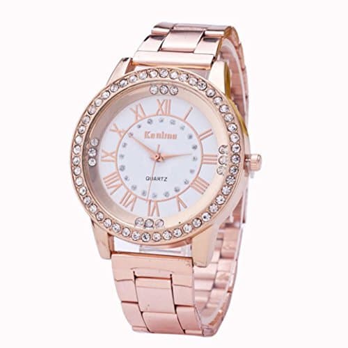 Producto FAMILIZO Mujeres Hombres Elegante Moda De Cristal Rhinestone De Acero Inoxidable Reloj