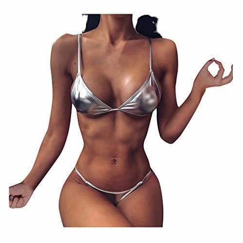 Producto Warmword Womens Sexy Bikini Plateado de Tres Puntos Bikini Brasileño