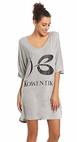 Product KOWENTIK Pijamas Mujer,Camisón Mujer Verano Pijama de Algodón Manga Corta Camisón Vestido