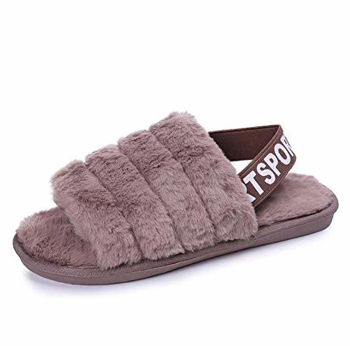 Product ALANG Zapatillas de Piel para Mujer Zapatos de Invierno Zapatillas de casa