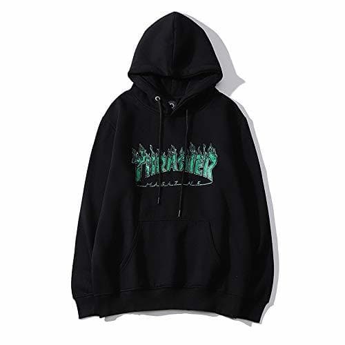 Moda Thrasher Sudaderas Carta de Llama Verde con Capucha para Hombre Cosy Chaqueta