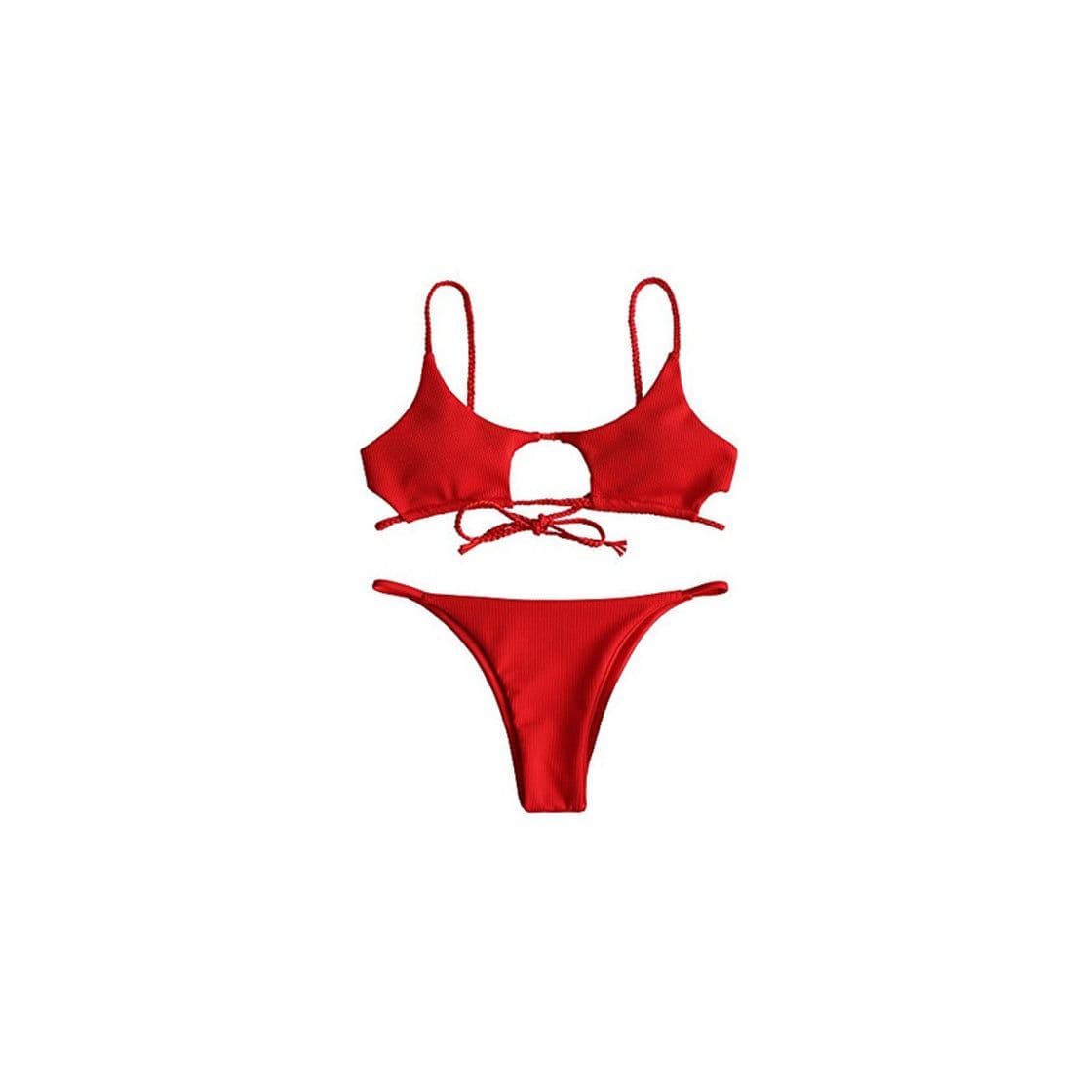 Producto ZAFUL Conjunto de bikini con correa de espagueti sexy para mujer Rojo