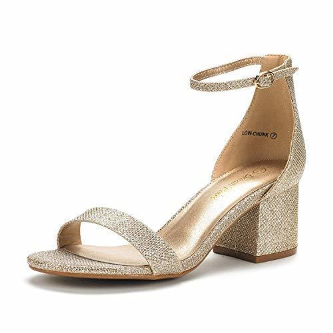 Product DREAM PAIRS Low-Chunk Sandalias de Tacón Bajo Pump Brillante para Mujer Dorado