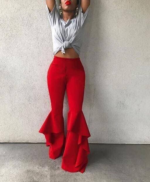 Moda Calça de pano vermelho 