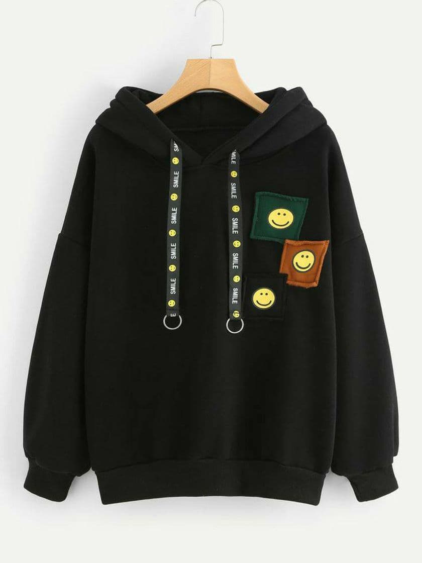 Fashion Drop shoulder patch decorated  Hoodie 