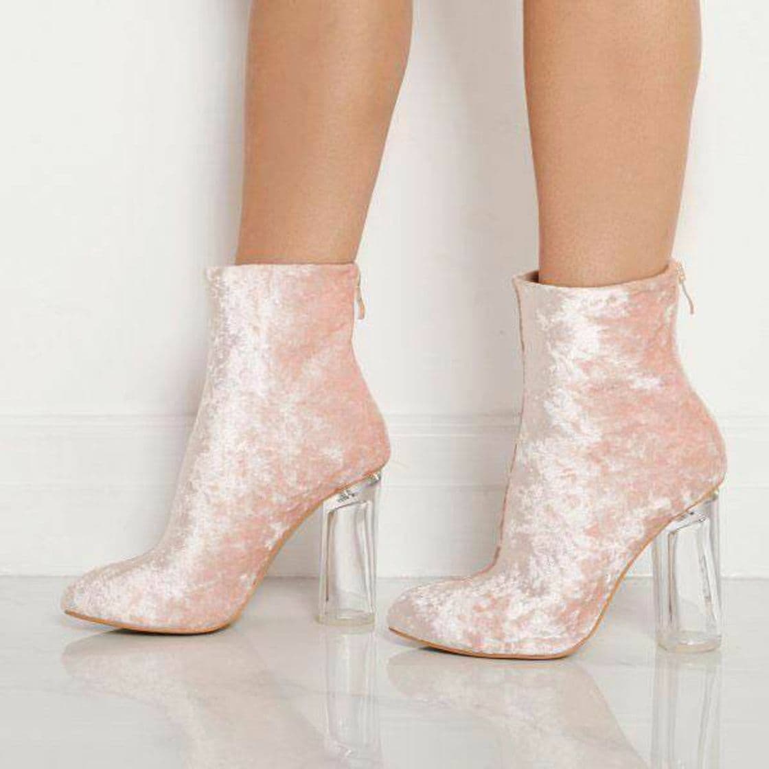 Fashion Pink  velvet prespex  Hill boots 