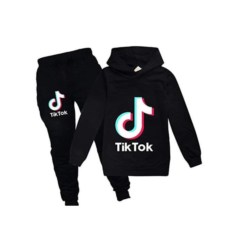 Moda ALAMing TIK Tok Sudadera Unisex con Capucha para niñas Negro Negro