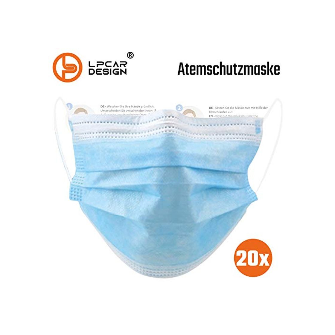 Producto L & P Car Design® Protector bucal de 20 piezas mascarillas máscara protectora de 3 capas boca desechable mascarilla nasal protección respiratoria