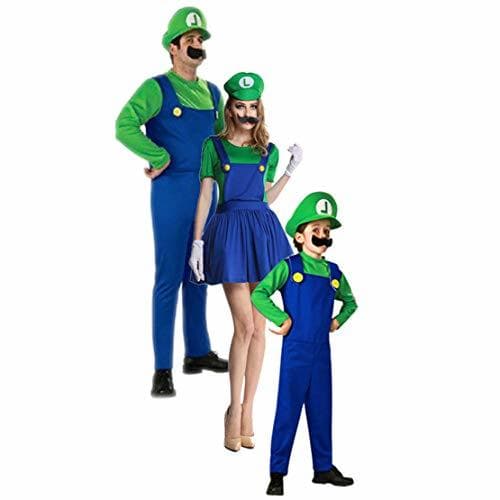 Producto Disfraz Familiar Carnaval Trajes Super Mario Luigi para Niños Adultos Disfraces Fiesta