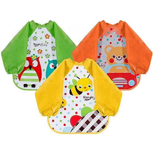 Producto Lictin Unisex 3 Pcs babero con mangas EVA Impermeable babero de manga