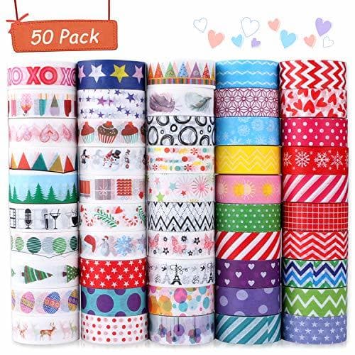 Product Buluri 50 Rollos de Cinta Adhesiava Washi Cinta Adhesiva Decorativa para Scrapbooking