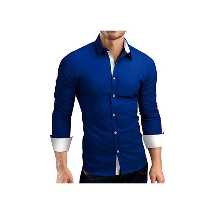 Product JiaMeng Camisetas de Manga Larga Manga Larga Hombre Camisa de Vestir de