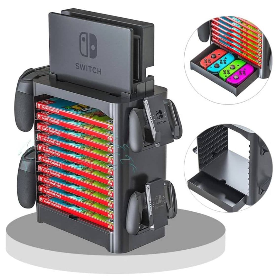 Moda Soporte de almacenamiento mandos y juegos de Nintendo Switch