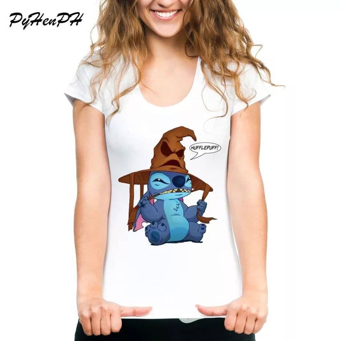 Moda Camiseta Stitch con el sombrero seleccionador Harry Potter. 