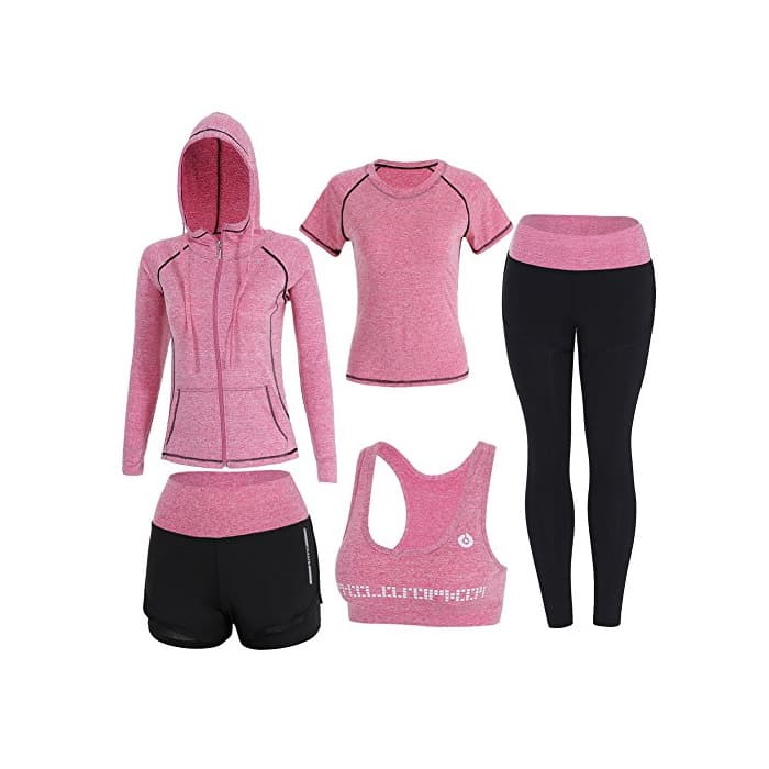 Producto BOTRE 5 Piezas Conjuntos Deportivos para Mujer Chándales Ropa de Correr Yoga