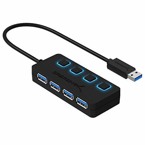 Electrónica Sabrent Concentrador USB 3.0 con 4 Puertos con interruptores de alimentación Individuales