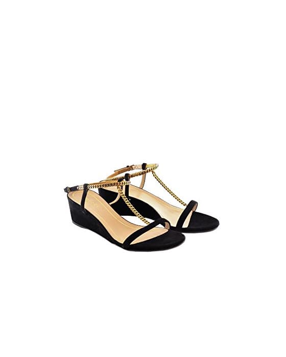 Fashion Gucc i - Sandalias de Vestir de Ante para Mujer Negro Negro