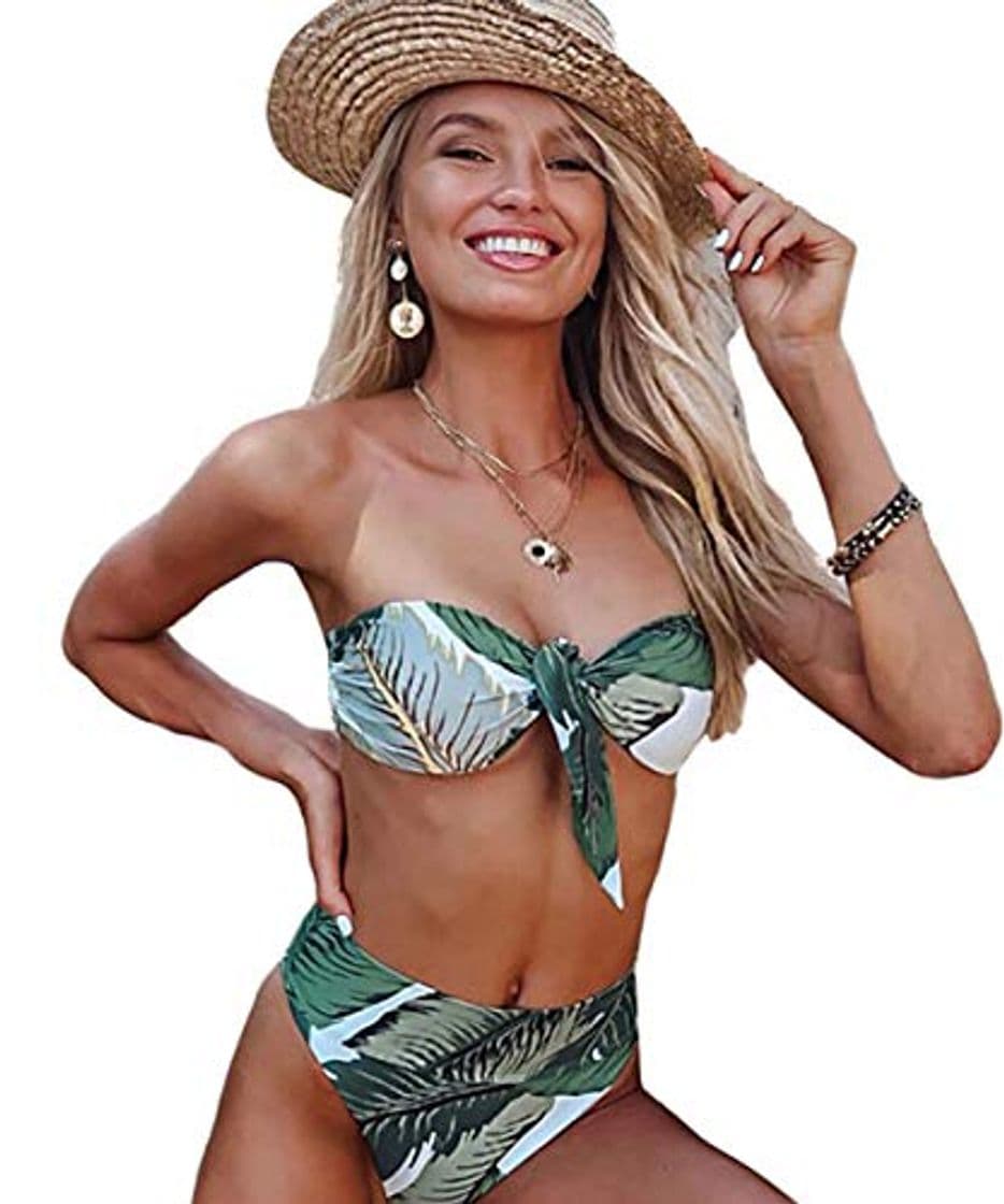 Producto JFan Mujer Conjunto De Bikini Traje de Baño 2020 Push up Bikini Floral Monokini Tropical Hojas Verdes Bikini