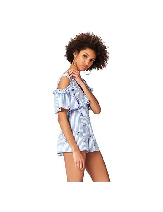 Product Marca Amazon - find. Vestido Camisero con Estampado de Rayas y Volantes