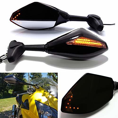 Product Negro Motocicleta Señal de giro Espejo Retrovisor con Indicador LED de Flecha